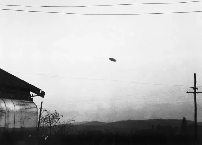 Framed Print : Flying Saucer Flying over Farm Framed Print : Flying Saucer Flying over Farm