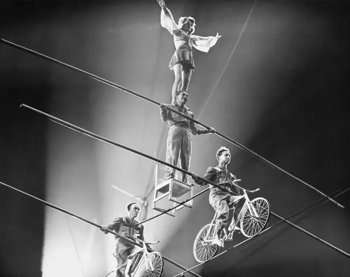 Framed Print : Flying Wallendas Performing High Wire Act Framed Print : Flying Wallendas Performing High Wire Act