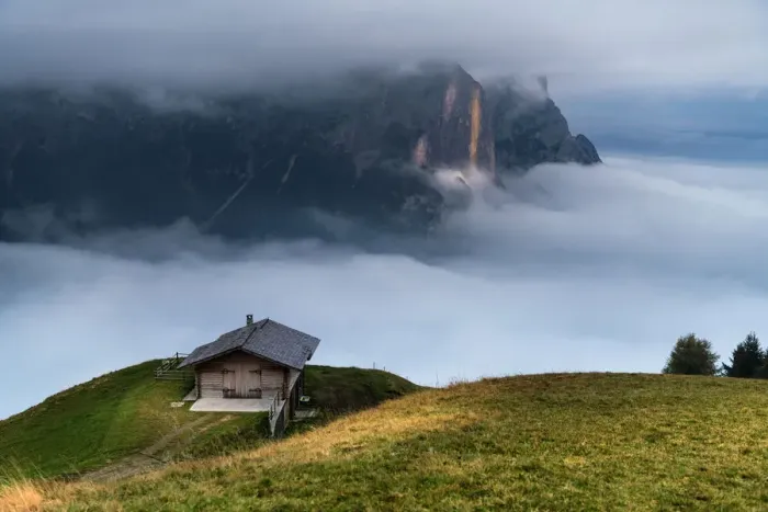 Framed Print : Foggy at Alpe di Siusi(Seiser Alm), Dolomites, Italy