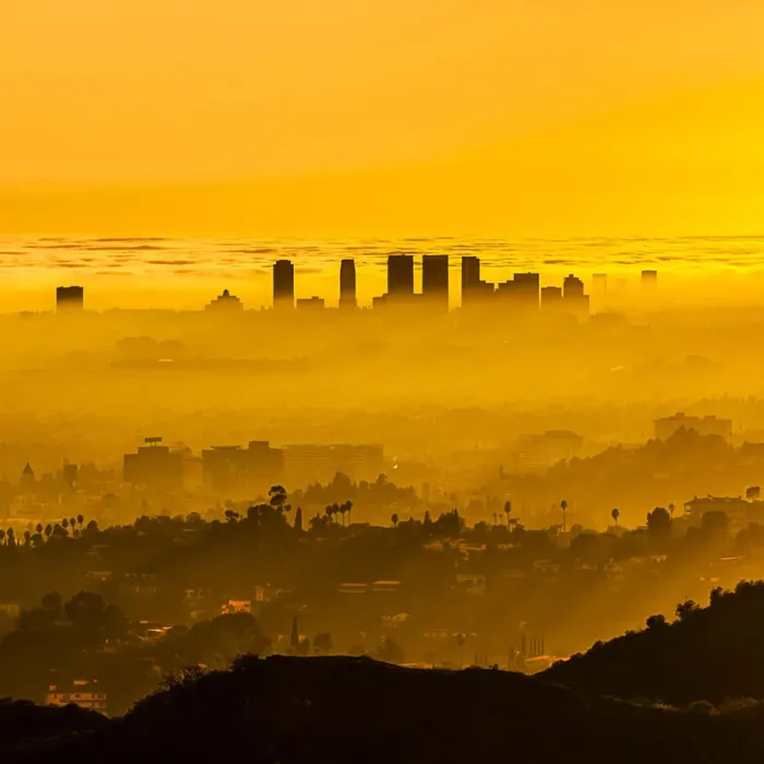 Framed Print : Foggy LA Sunset