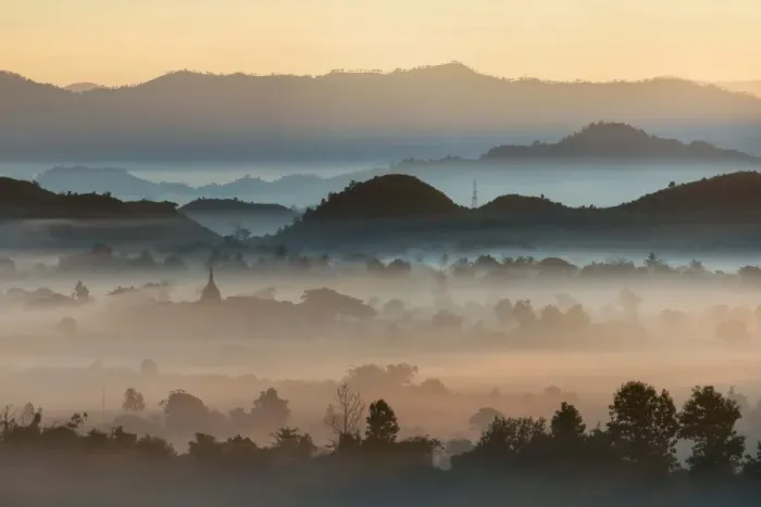 Framed Print : Foggy morning in Mrauk-U Framed Print : Foggy morning in Mrauk-U