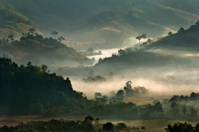 Framed Print : Foggy morning in Nan, Thailand Framed Print : Foggy morning in Nan, Thailand