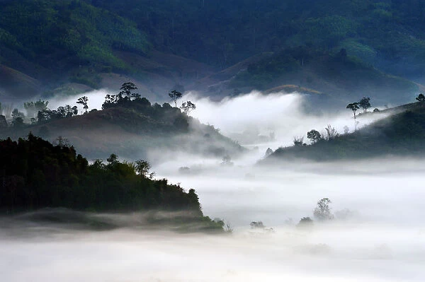 Foggy mountain in Nan, Thailand