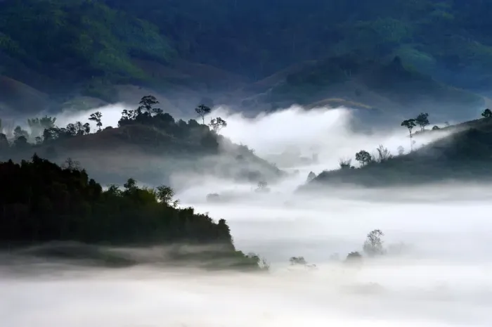 Framed Print : Foggy mountain in Nan, Thailand Framed Print : Foggy mountain in Nan, Thailand