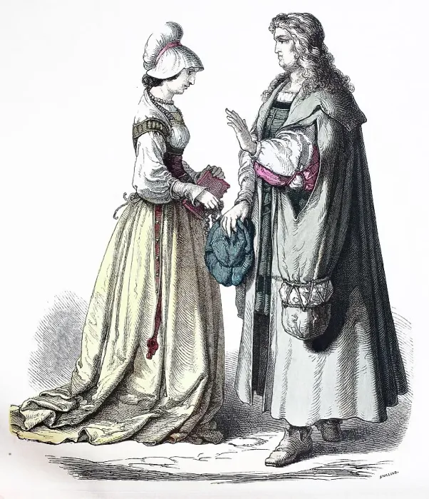 Framed Print : Folk Costume, Clothing, History of Costumes, German Scholar and Citizen, ca 1500-1535, Germany, Historical, digitally restored reproduction of a 19th century original Framed Print : Folk Costume, Clothing, History of Costumes, German Scholar and Citizen, ca 1500-1535, Germany, Historical, digitally restored reproduction of a 19th century original