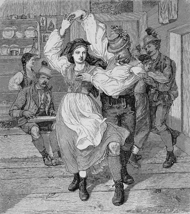 Framed Print : Folk Dance in Steyr, Austria, Historic, digital reproduction of an original 19th century original