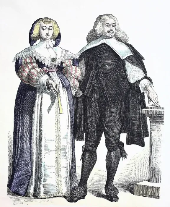 Framed Print : Folk traditional costume, clothing, history of costumes, German noblemen, ca 1630-1600, Germany, Historical, digitally restored reproduction of a 19th century original Framed Print : Folk traditional costume, clothing, history of costumes, German noblemen, ca 1630-1600, Germany, Historical, digitally restored reproduction of a 19th century original