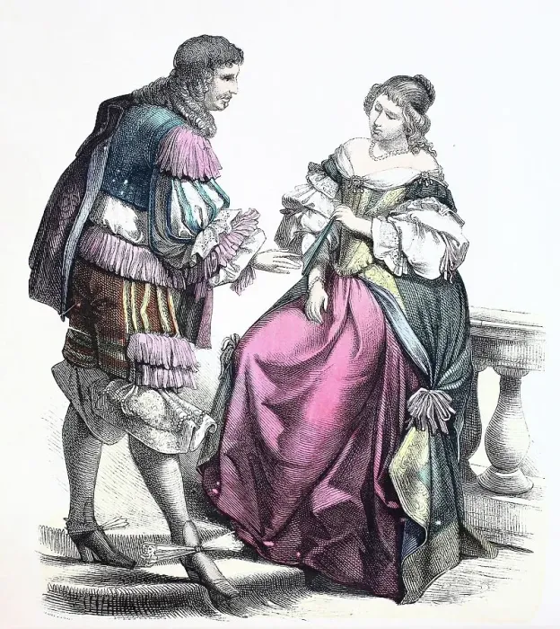 Framed Print : Folk traditional costume, Clothing, History of costumes, French noblewoman in court costume, ca 1630-1600, France, Historical, digitally restored reproduction of a 19th century original Framed Print : Folk traditional costume, Clothing, History of costumes, French noblewoman in court costume, ca 1630-1600, France, Historical, digitally restored reproduction of a 19th century original