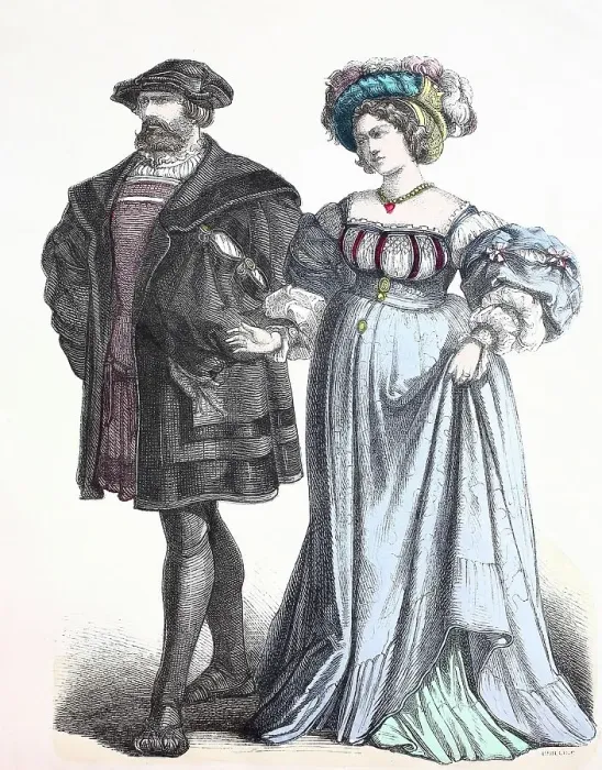 Framed Print : Folk traditional costume, clothing, history of costumes, German patricians, ca 1500-1535, Germany, Historical, digitally restored reproduction of a 19th century original Framed Print : Folk traditional costume, clothing, history of costumes, German patricians, ca 1500-1535, Germany, Historical, digitally restored reproduction of a 19th century original