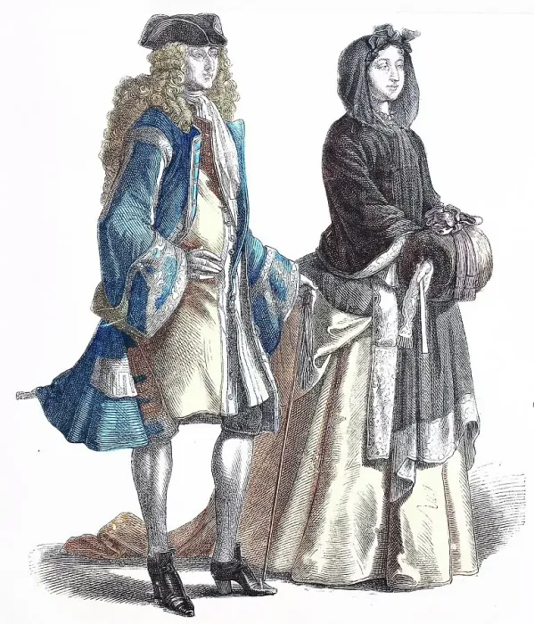 Framed Print : Folk traditional costume, clothing, history of costumes, German gentleman and lady, ca 1700-1735, Germany, Historical, digitally restored reproduction of a 19th century original Framed Print : Folk traditional costume, clothing, history of costumes, German gentleman and lady, ca 1700-1735, Germany, Historical, digitally restored reproduction of a 19th century original