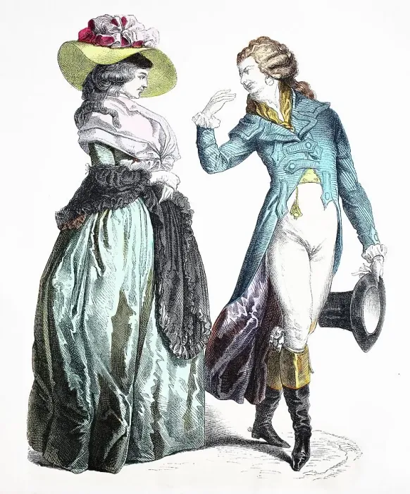 Framed Print : Folk traditional costume, clothing, history of costumes, German costume of the Werther period, ca 1700-1730, Germany, historical, digitally restored reproduction of a 19th century original Framed Print : Folk traditional costume, clothing, history of costumes, German costume of the Werther period, ca 1700-1730, Germany, historical, digitally restored reproduction of a 19th century original