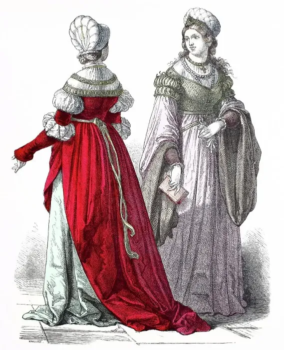 Framed Print : Folk traditional costume, clothing, history of costumes, German patrician woman, 1500-1535, Germany, Historical, digitally restored reproduction of a 19th century original