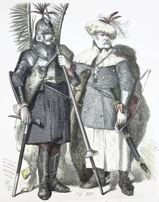 Framed Print : Folk traditional costume, Clothing, History of costumes, Lancers and armoured riders, Russia, 16th century, Historical, Digitally restored reproduction of a 19th century original Framed Print : Folk traditional costume, Clothing, History of costumes, Lancers and armoured riders, Russia, 16th century, Historical, Digitally restored reproduction of a 19th century original