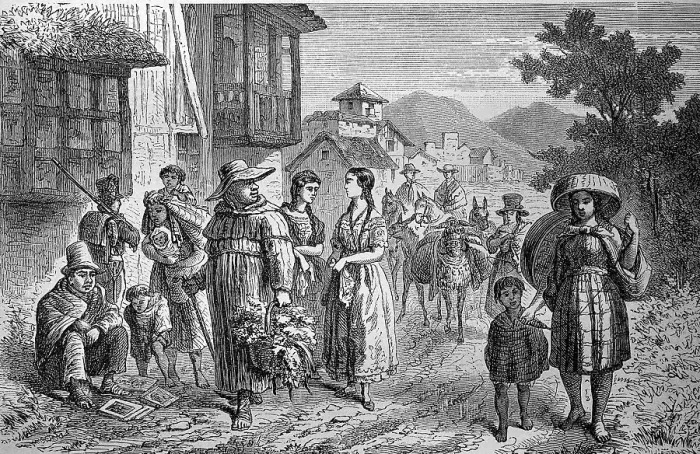 Framed Print : Folk Types on a Street in Quito, Ecuador, in 1880, Historic, digital reproduction of an original 19th century original Framed Print : Folk Types on a Street in Quito, Ecuador, in 1880, Historic, digital reproduction of an original 19th century original