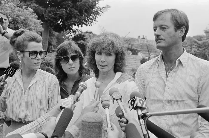 Framed Print : Fonda Children Talking to Reporters Framed Print : Fonda Children Talking to Reporters