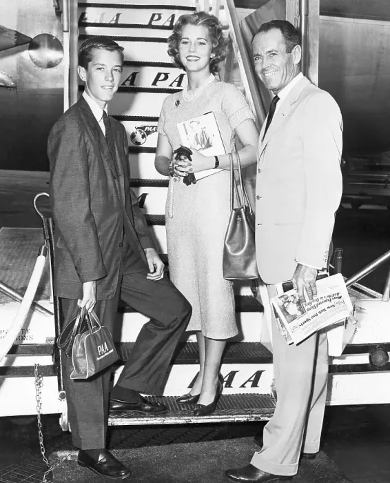 Framed Print : Fonda Family On Ramp Of Plane Framed Print : Fonda Family On Ramp Of Plane