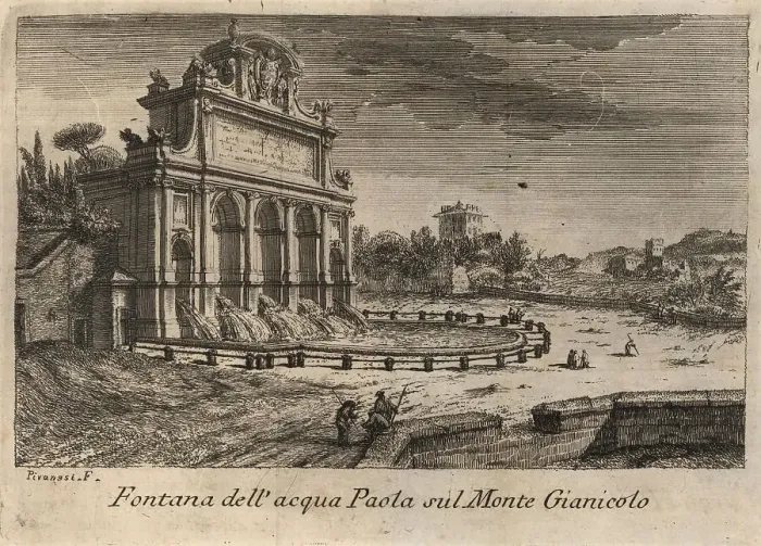 Framed Print : Fontana dell aqua Paota sul Monte Gianicolo, 1767, Rome, Italy, digital reproduction of an 18th century original, original date unknown Framed Print : Fontana dell aqua Paota sul Monte Gianicolo, 1767, Rome, Italy, digital reproduction of an 18th century original, original date unknown