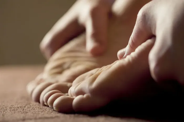 Framed Print : Foot massage for relaxation Framed Print : Foot massage for relaxation