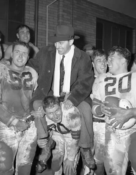 Framed Print : Football Coach Paul Brown Being Carried by His Players Framed Print : Football Coach Paul Brown Being Carried by His Players