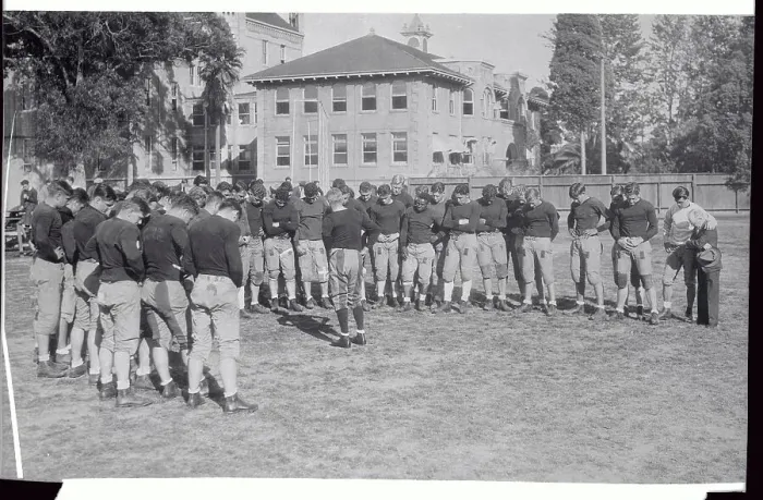 Framed Print : Football Coach and Team Praying for Knute Rockne Framed Print : Football Coach and Team Praying for Knute Rockne