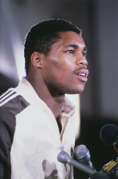 Framed Print : Football Player Herschel Walker at Microphones Framed Print : Football Player Herschel Walker at Microphones