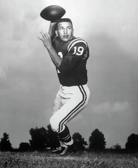 Framed Print : Football Player Johnny Unitas Throwing a Football Framed Print : Football Player Johnny Unitas Throwing a Football