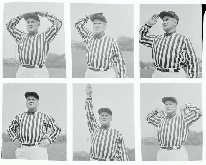Framed Print : Football Referee Demonstrating Hand Signals Framed Print : Football Referee Demonstrating Hand Signals