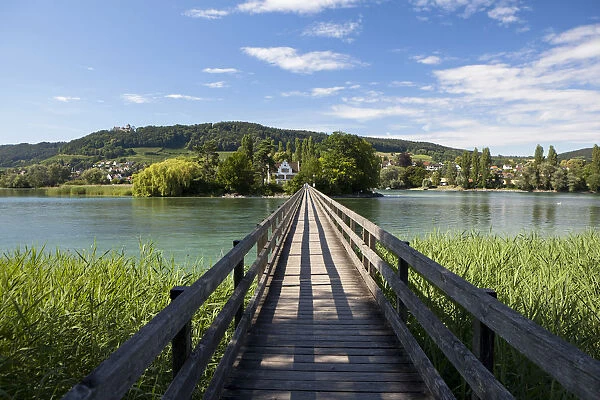 Footbridge to Werd island near Stein am Rhein, Lake Constance, Switzerland, Europe, PublicGround
