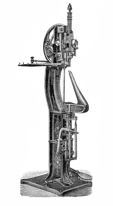 Framed Print : Footwear manufacturing, Shoe flocking machine