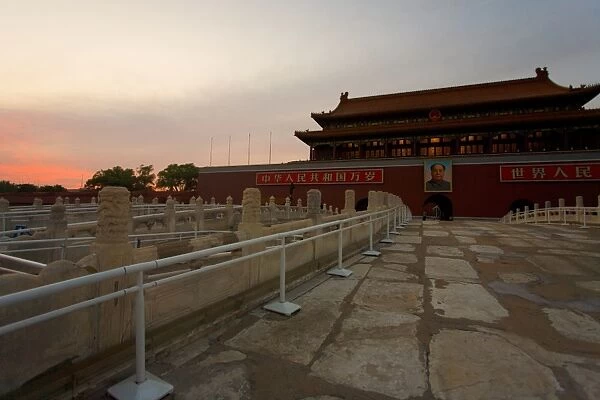 Forbidden City Entrance Bridges Sunset