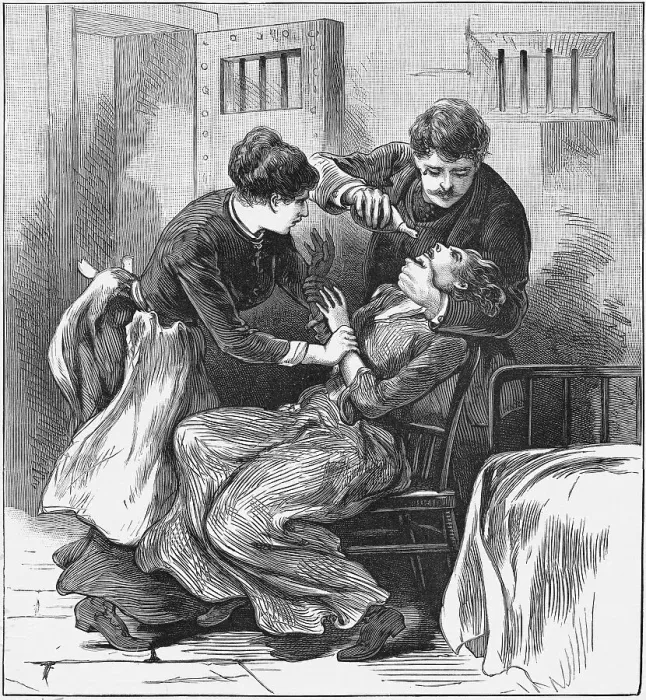Framed Print : They Have to Force Her to Eat Newspaper Illustration Framed Print : They Have to Force Her to Eat Newspaper Illustration