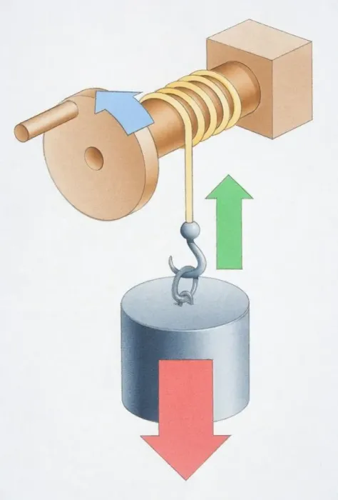 Framed Print : Forces involved when wheel and axle lift weight