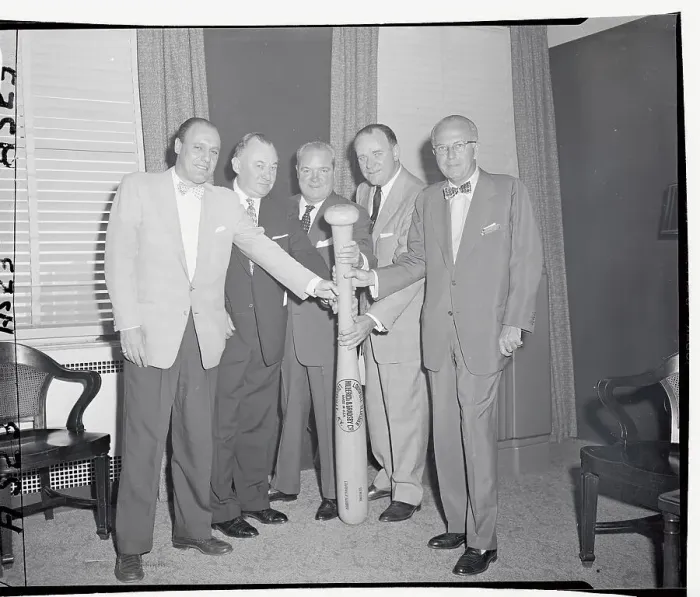 Framed Print : Ford Frick Posing With Baseball Representatives Framed Print : Ford Frick Posing With Baseball Representatives