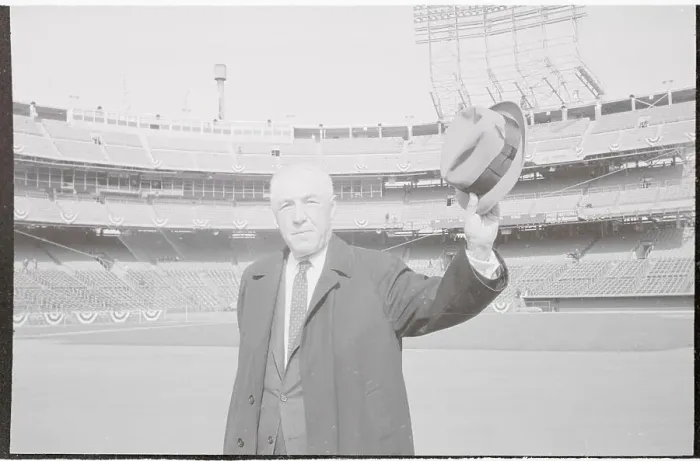Framed Print : Ford Frick Waving Farewell with His Hat