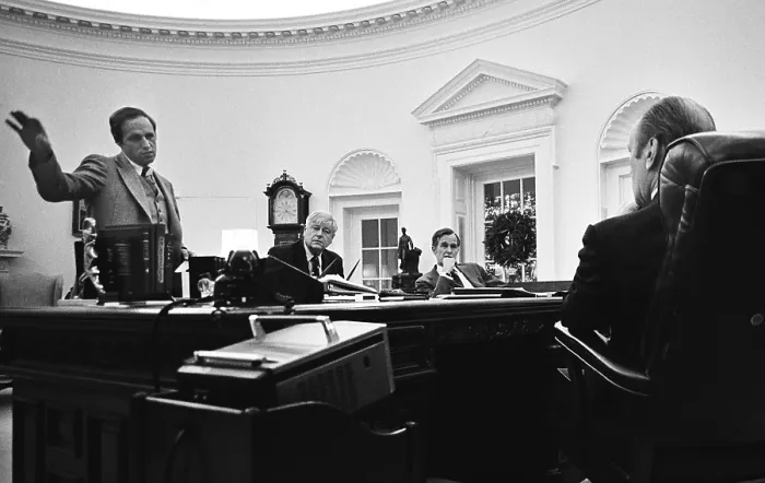 Framed Print : Ford Meets With Bush to Discuss CIA Job Framed Print : Ford Meets With Bush to Discuss CIA Job
