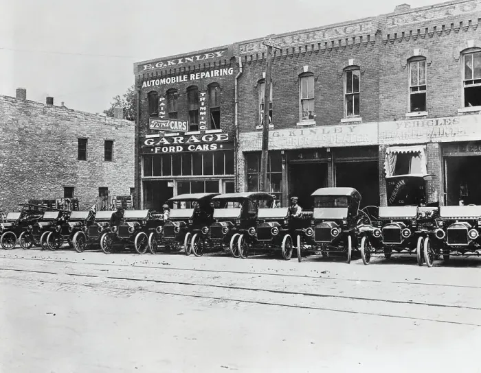 Framed Print : Ford Motor Car Sales Office