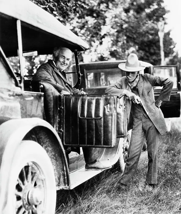 Framed Print : Ford Posing With Edison; Seated In Car Framed Print : Ford Posing With Edison; Seated In Car