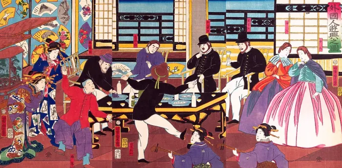 Framed Print : Foreigners enjoy an evening party