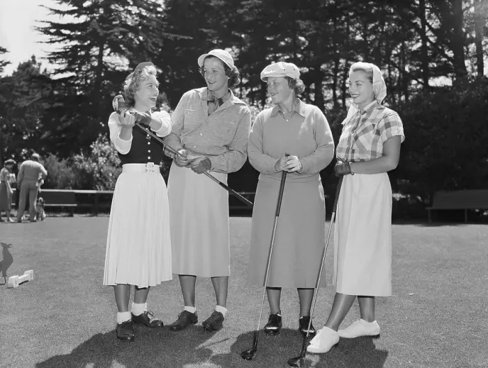 Framed Print : Four Foremost Women Golfers Standing with Golf Club Framed Print : Four Foremost Women Golfers Standing with Golf Club