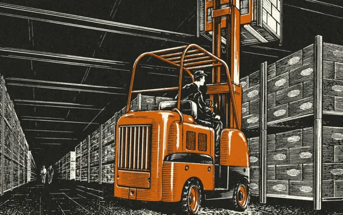 Framed Print : Forklift in a Warehouse Framed Print : Forklift in a Warehouse