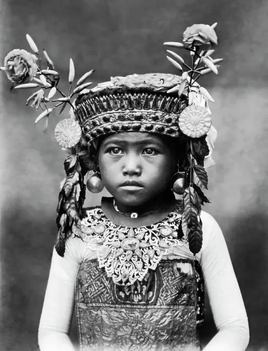 Framed Print : Formal Portrait Child In Temple Dress Framed Print : Formal Portrait Child In Temple Dress