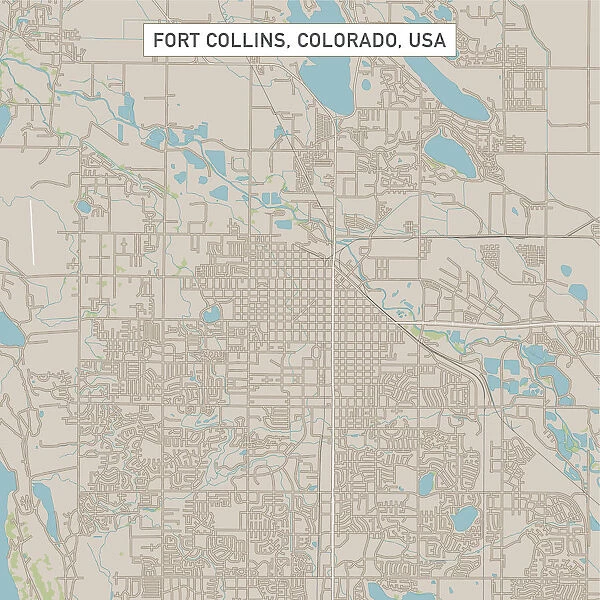 Fort Collins Colorado US City Street Map