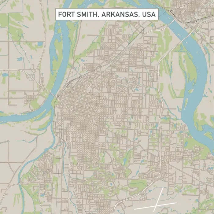Framed Print : Fort Smith Arkansas US City Street Map Framed Print : Fort Smith Arkansas US City Street Map