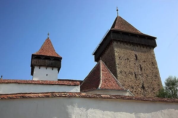 Fortified church of Homorod, Hamruden, built in 1270 as a Romanesque hall church, Brasov County, Transylvania, Romania