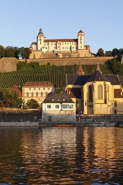 Fortress Marienberg, Church of St. Burkard, Main River, Wuerzburg, Lower Franconia, Franconia, Bavaria, Germany, Europe, PublicGround