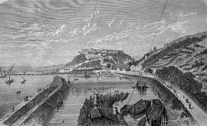 Framed Print : Fortress and town of Ehrenbreitstein near Koblenz, Rhineland-Palatinate, Germany, in 1880, Historic, digital reproduction of an original 19th-century image Framed Print : Fortress and town of Ehrenbreitstein near Koblenz, Rhineland-Palatinate, Germany, in 1880, Historic, digital reproduction of an original 19th-century image