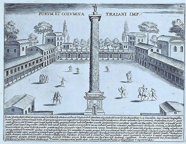 Forum et Columna Traiani, Trajan's Forum and Column, historical Rome, Italy, digital reproduction of an original 17th century artwork, original date unknown