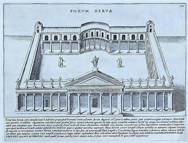 Forum Nervae, Forum of Nerva, historical Rome, Italy, digital reproduction of an original 17th-century template, original date unknown