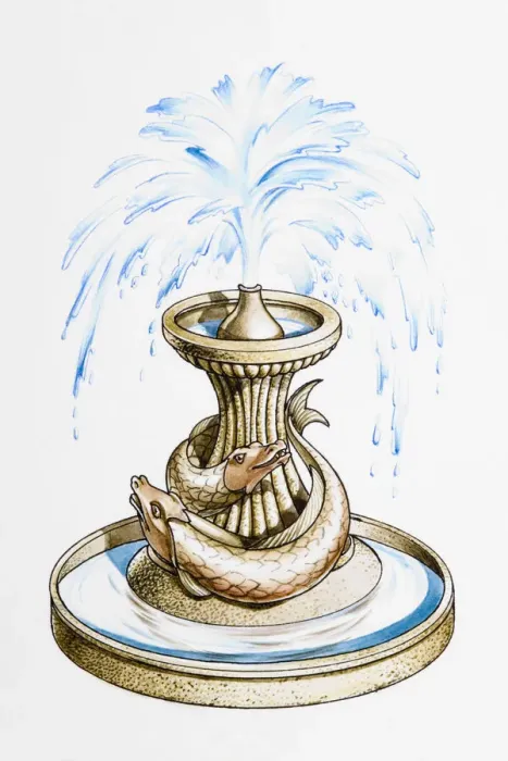 Framed Print : Fountain decorated with fish sculptures Framed Print : Fountain decorated with fish sculptures