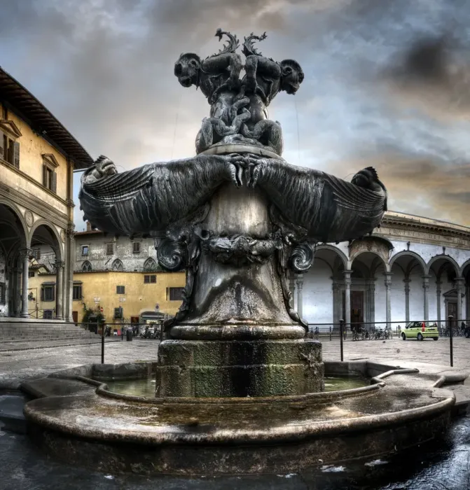 Framed Print : Fountain Piazza Santissima Annunziata in Florence Framed Print : Fountain Piazza Santissima Annunziata in Florence